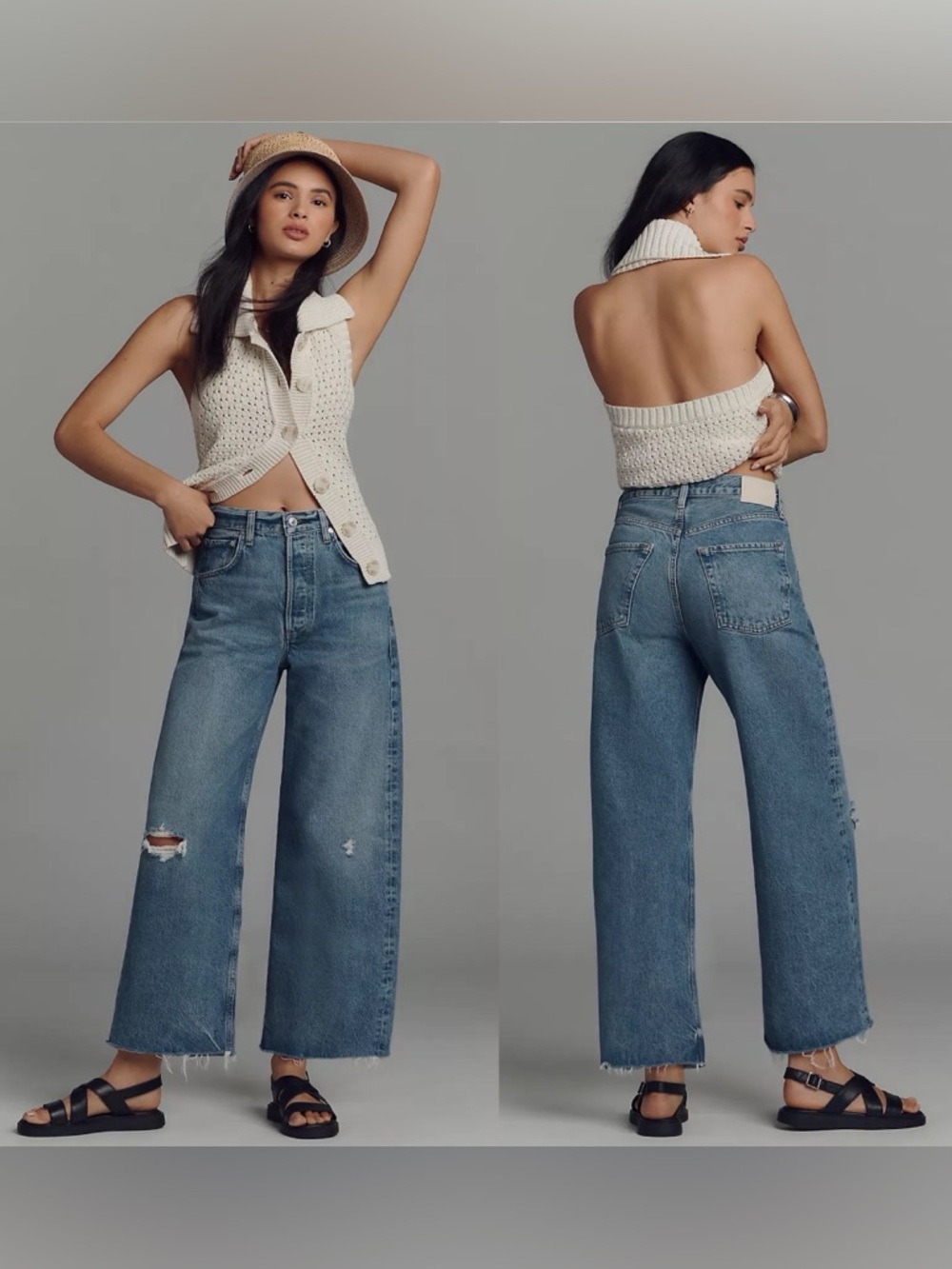 Citizens of Humanity Ayla Raw Hem Crop Solano Distressed Jeans Size 27